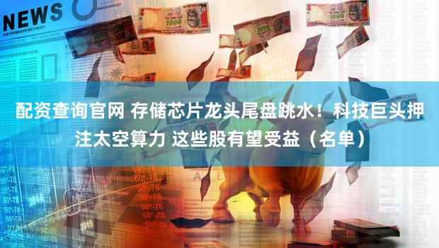 配资查询官网 存储芯片龙头尾盘跳水！科技巨头押注太空算力 这些股有望受益（名单）